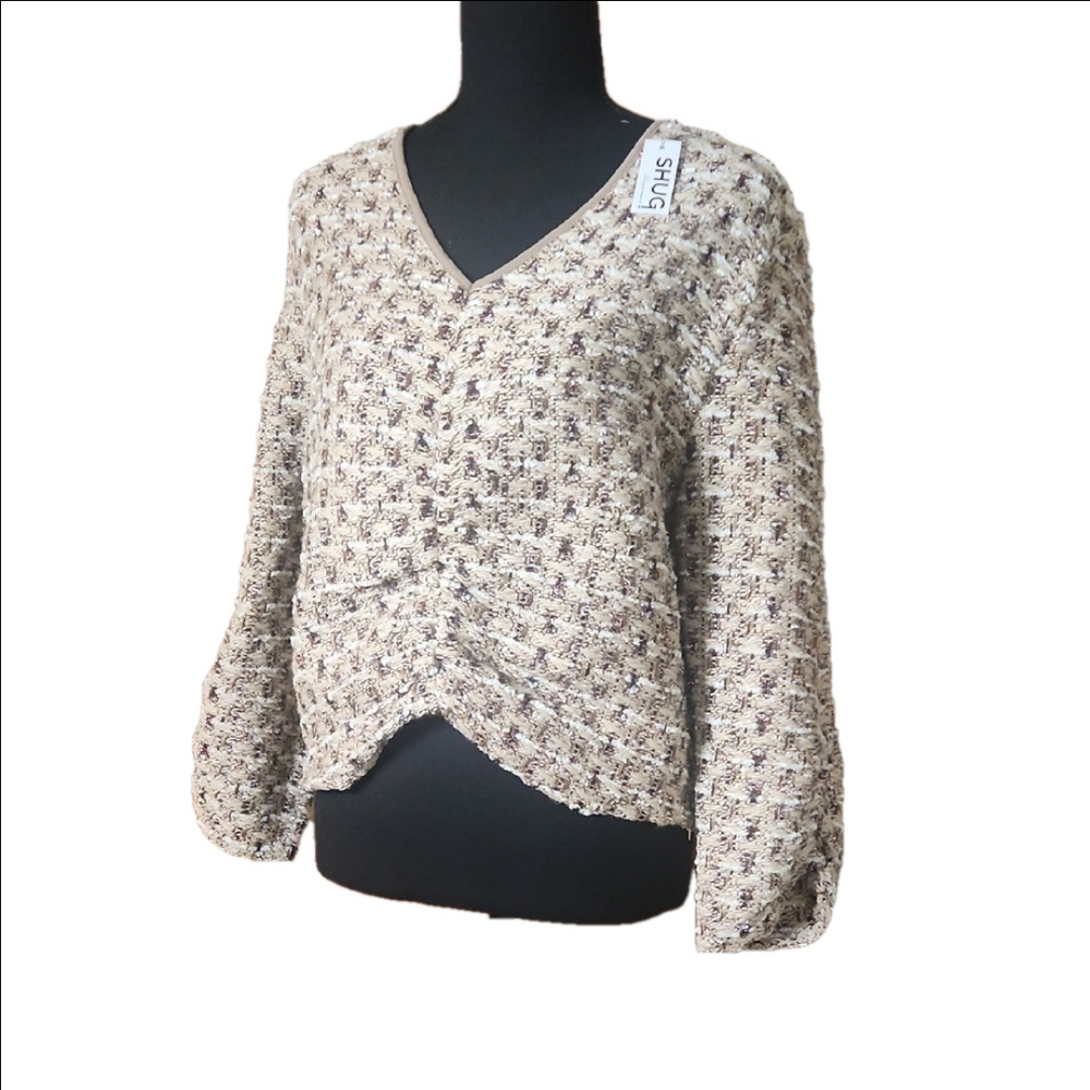 NWT Shug! Ralph V-Neck Textured Sweater, size Large